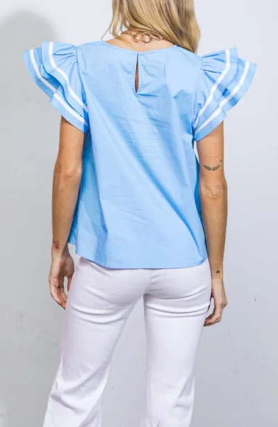 Flying Tomato Solid Woven Top In Blue