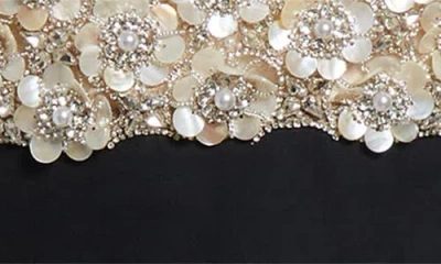 Oscar De La Renta Sleeveless Mother Of Pearl Embroidered Bustier Gown In Metallic