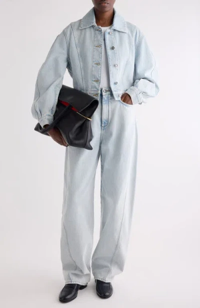 Givenchy Cropped Cocoon Jacket Front Back Yoke Pockets In Blue