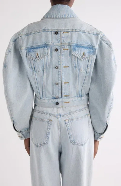 Givenchy Cropped Cocoon Jacket Front Back Yoke Pockets In Blue