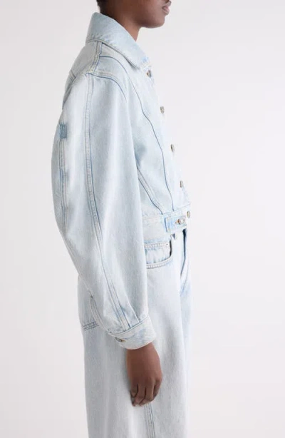Givenchy Cropped Cocoon Jacket Front Back Yoke Pockets In Blue