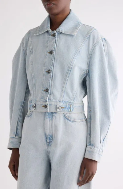 Givenchy Cropped Cocoon Jacket Front Back Yoke Pockets In Blue