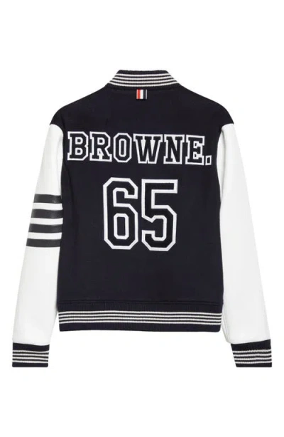 Thom Browne Relaxed Fit Varsity Jacket Leather Sleeves In Multi