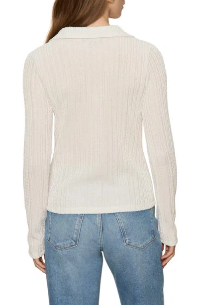 Sanctuary Textured Stripe Cotton Blend Knit Button-up Shirt In White