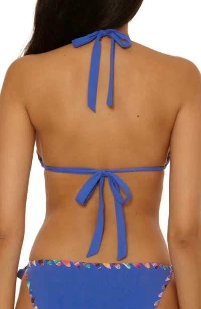Becca On The Edge Triangle Bikini Top In Blue