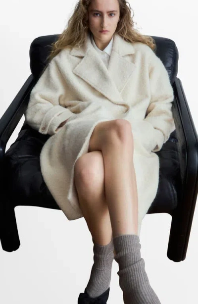 Mango Lapels Bouclé Coat In Neutral