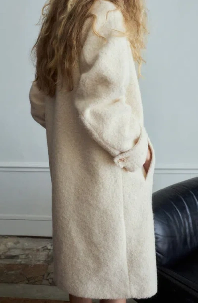 Mango Lapels Bouclé Coat In Neutral
