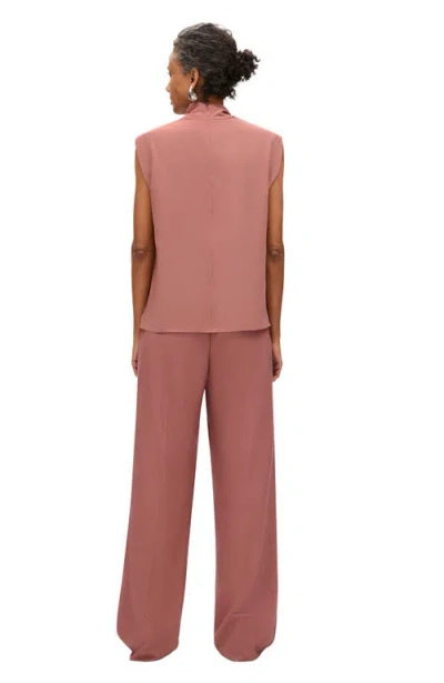 Another Tomorrow Silk Draped Top In Brown