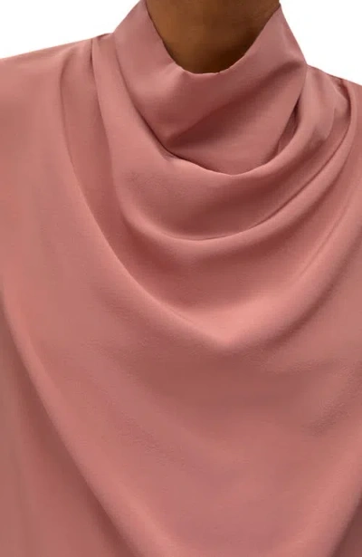 Another Tomorrow Silk Draped Top In Brown