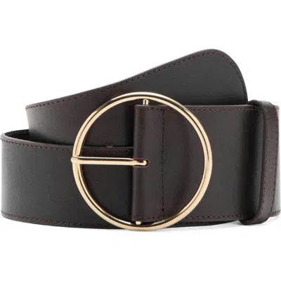 Mango Round Buckle Leather Belt In Brown