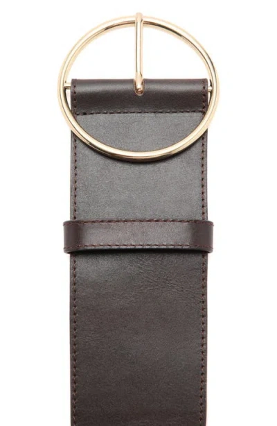 Mango Round Buckle Leather Belt In Brown