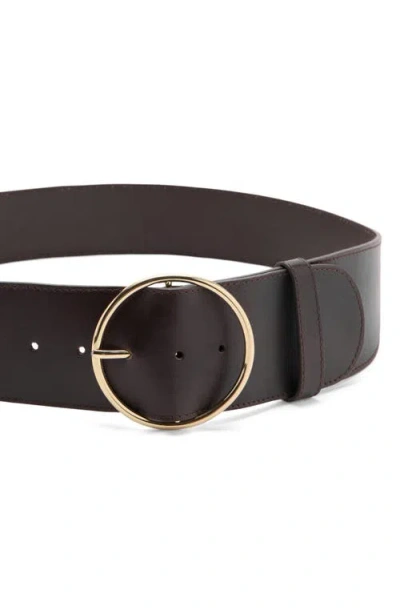 Mango Round Buckle Leather Belt In Brown