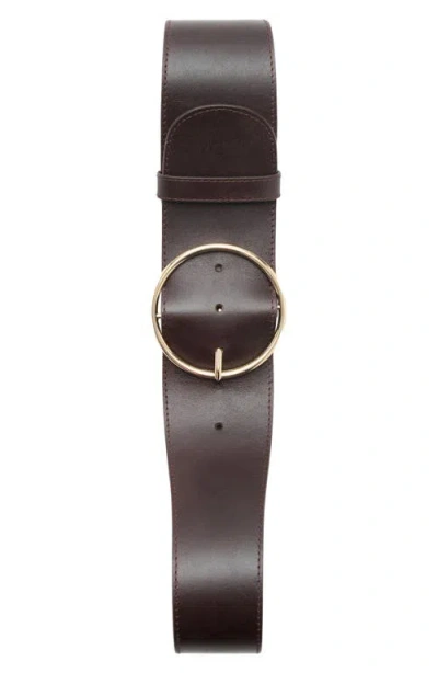 Mango Round Buckle Leather Belt In Brown