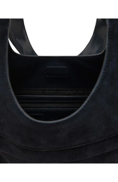 Mango Studded Suede Shoulder Bag In Black