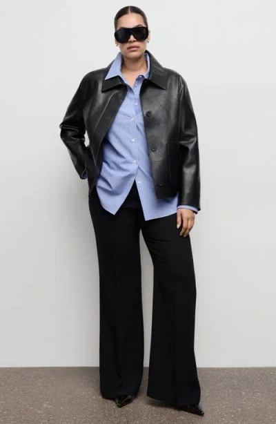 Mango Stripe Poplin Button-up Shirt In Blue