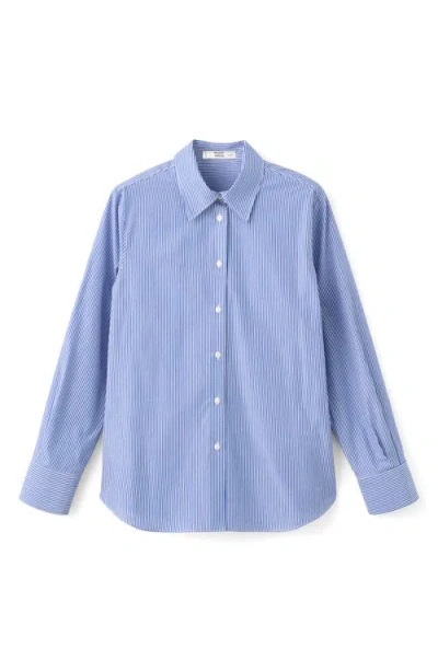 Mango Stripe Poplin Button-up Shirt In Blue