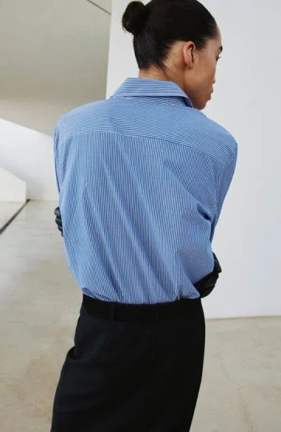 Mango Stripe Poplin Button-up Shirt In Blue