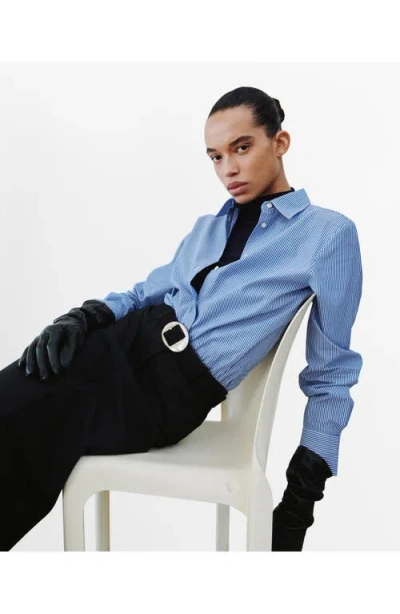 Mango Stripe Poplin Button-up Shirt In Blue