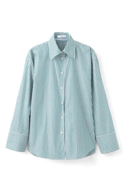 Mango Stripe Oversize Organic Cotton Button-up Shirt In Multi