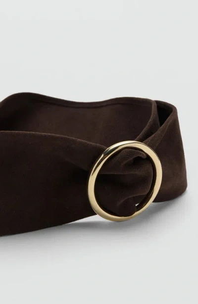 Mango Obi Suede Belt In Brown