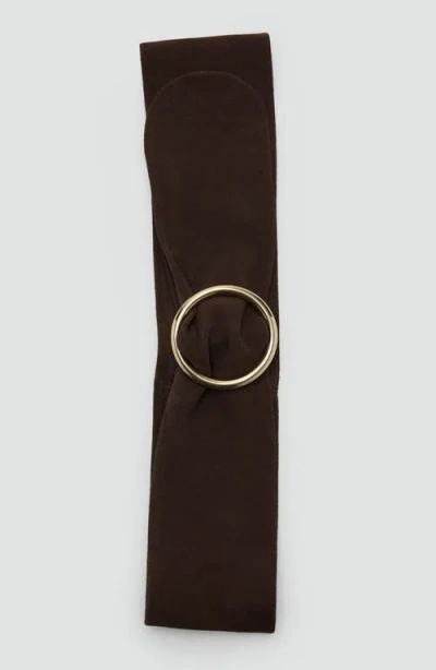 Mango Obi Suede Belt In Brown
