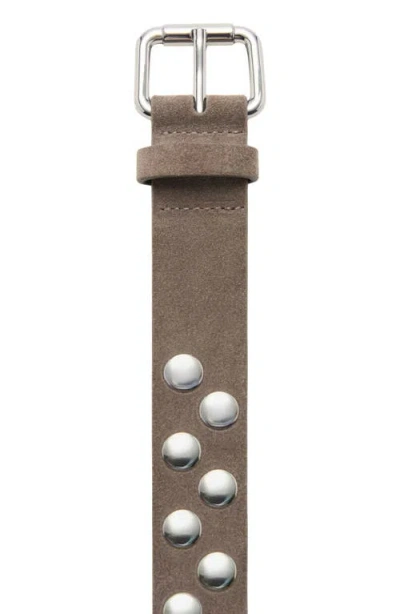 Mango Studded Suede Belt In Brown