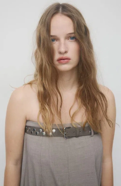 Mango Studded Suede Belt In Brown