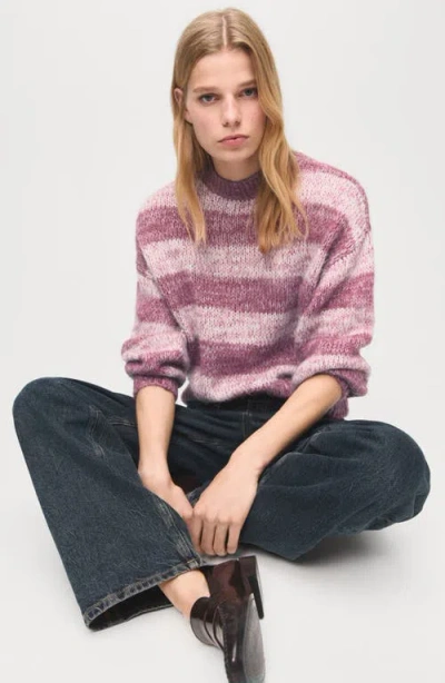 Mango Stripe Oversize Sweater In Pink