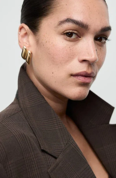 Mango Double-breasted Check Suit Jacket Brown In Brown