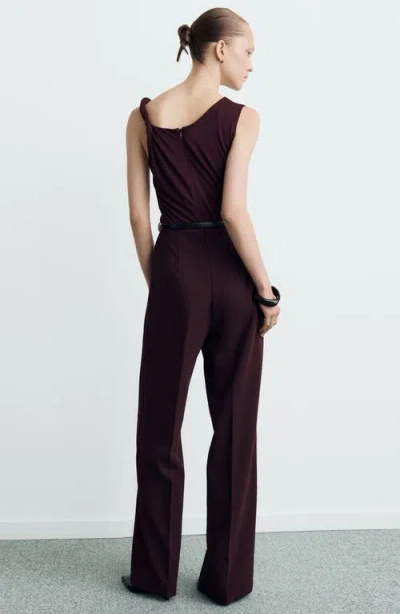 Mango Twist Strap Belted Jumpsuit In Brown