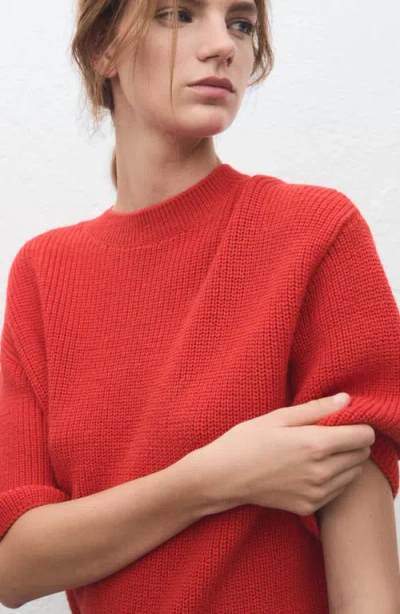 Mango Three-quarter Sleeve Sweater In Red