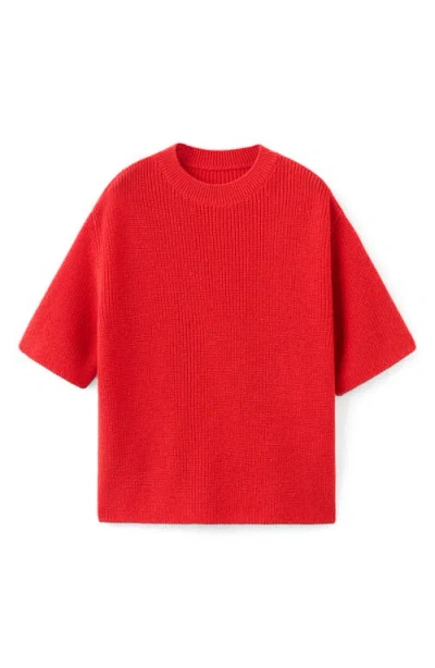 Mango Three-quarter Sleeve Sweater In Red