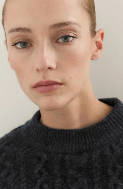 Mango Cable Crewneck Lounge Sweater In Multi