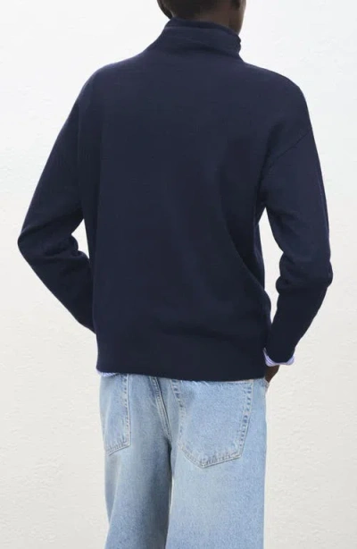 Mango Draped Turtleneck Sweater In Blue