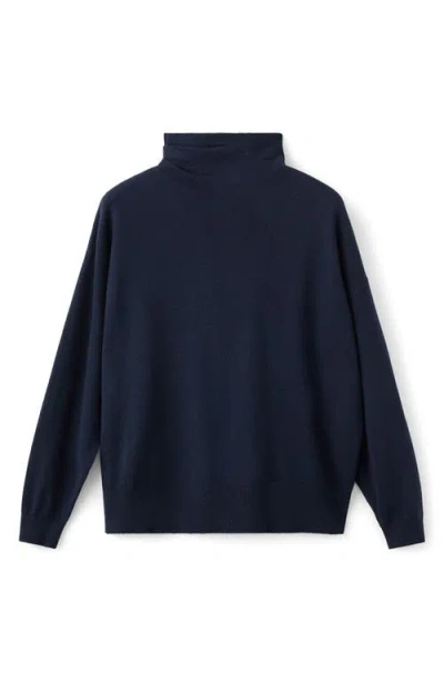 Mango Draped Turtleneck Sweater In Blue