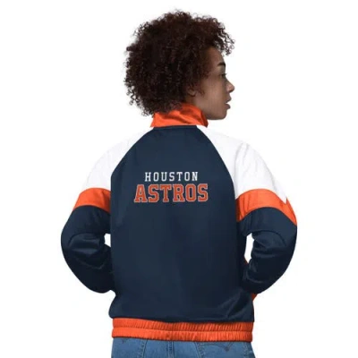 Starter White/orange Houston Astros Teamwork Raglan Full-zip Track Jacket In Multi