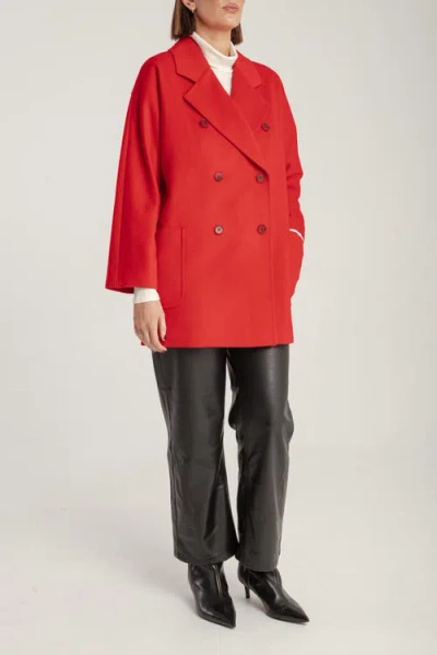 1982 Cashmere Double Breasted Short Coat In Red