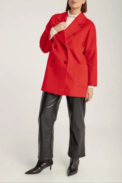 1982 Cashmere Double Breasted Short Coat In Red