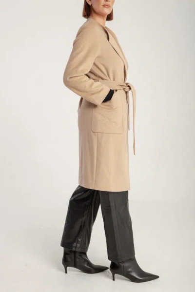 1982 Cashmere Belted Lapel Coat In Brown