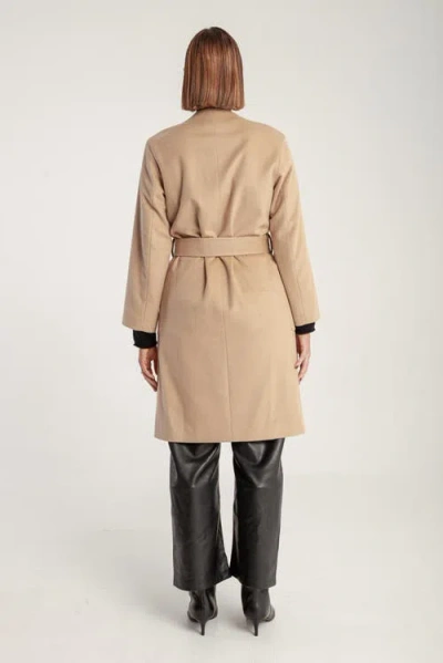 1982 Cashmere Belted Lapel Coat In Brown