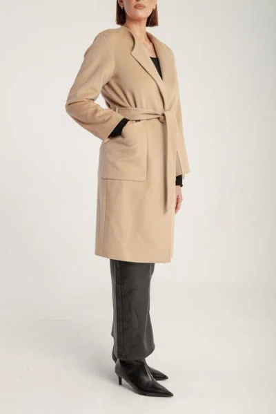 1982 Cashmere Belted Lapel Coat In Brown