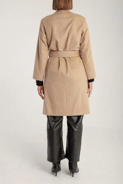 1982 Cashmere Belted Lapel Coat In Brown