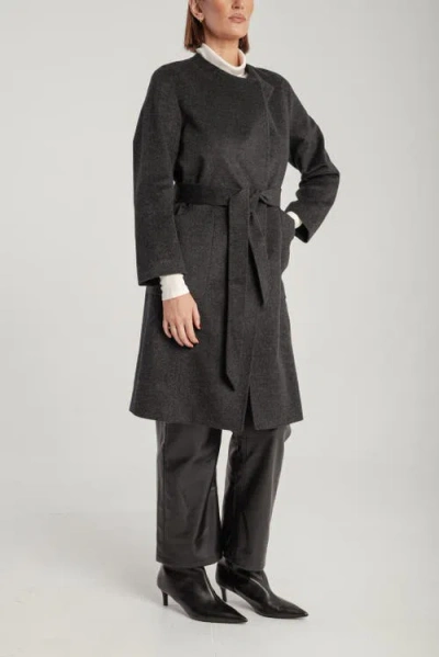 1982 Cashmere Belted Lapel Coat In Gray