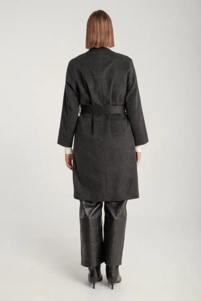1982 Cashmere Belted Lapel Coat In Gray