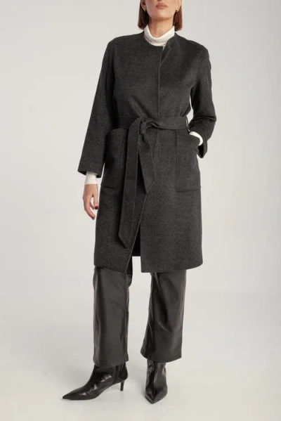 1982 Cashmere Belted Lapel Coat In Gray