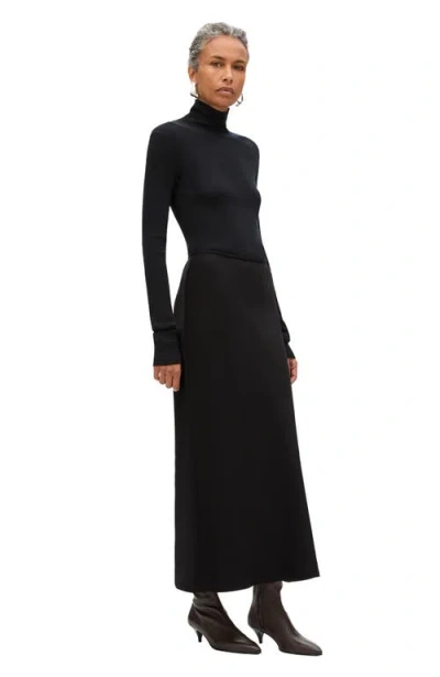 Another Tomorrow Satin Skirt In Black