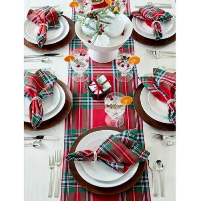 Solino Home Linen Table Runner In Red