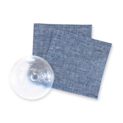 Solino Home Linen Cocktail Napkins In Blue