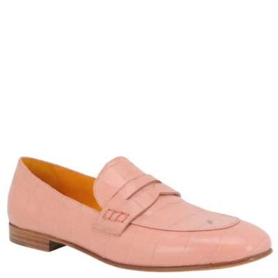 Madison Maison Flat Croc Embossed Loafer In Pink