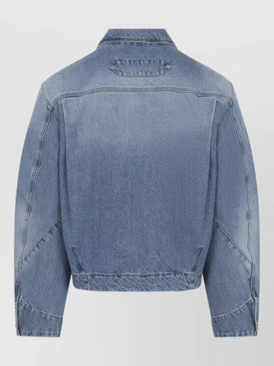 Jacquemus Denim Mirada Jacket Collared Front Pockets In Blue